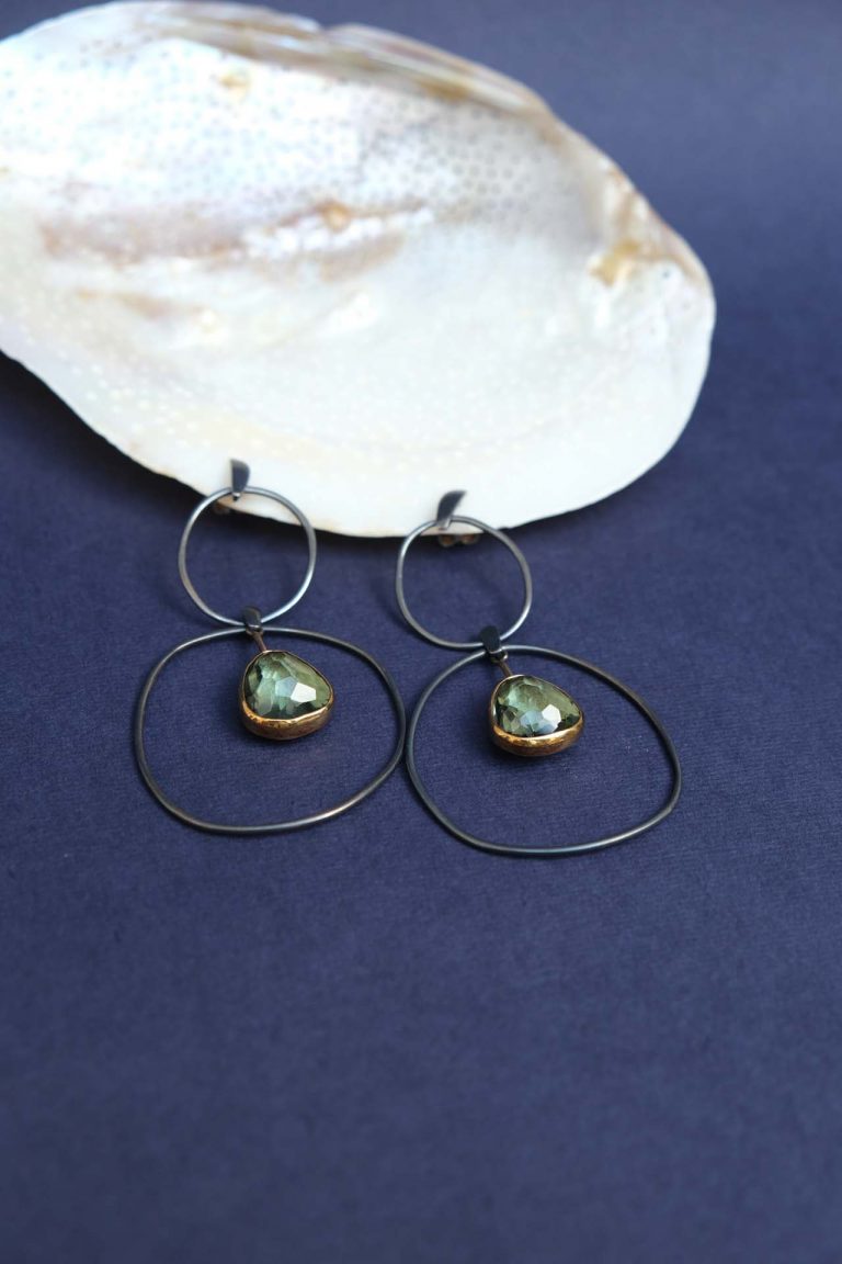 Boucles Margoni amethyste verte argent oxydé1