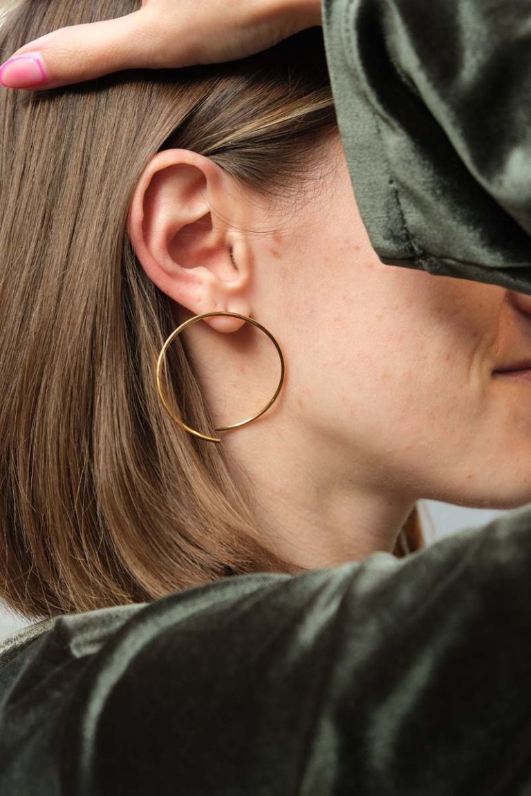 Yoko Takirai, boucles d'oreilles argent doré
