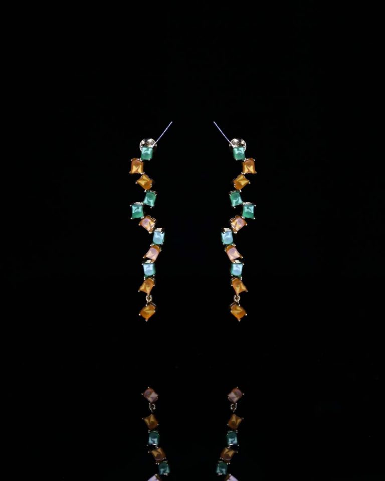 Boucles Xinyi chen Midnight maze orange et vert